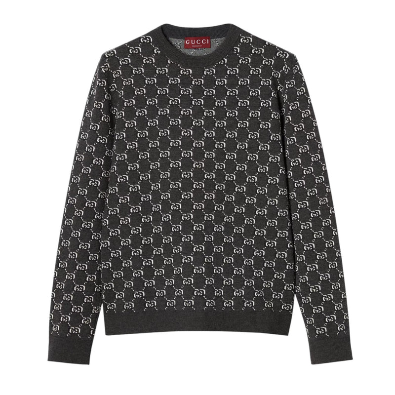 Gucci Wool jacquard sweater with GG Shadow - Sunset Boutique