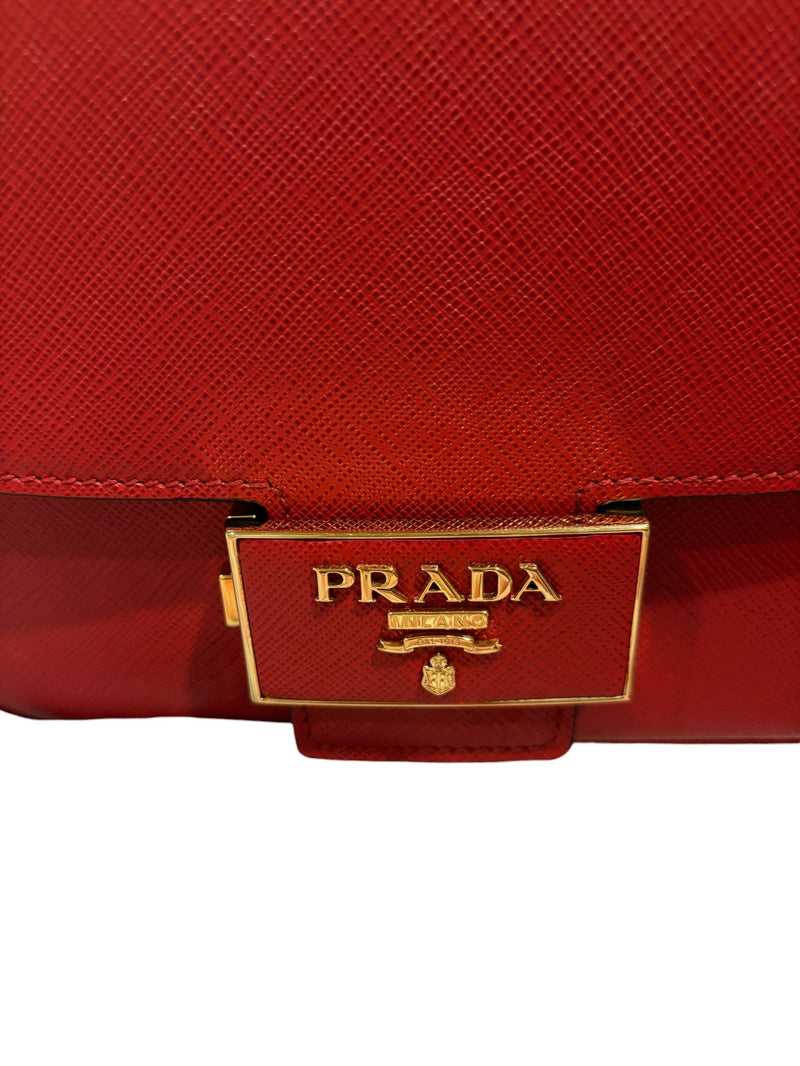 Prada 1BD217 Crossbody Bag Saffiano Leather, Fire Red - Sunset Boutique