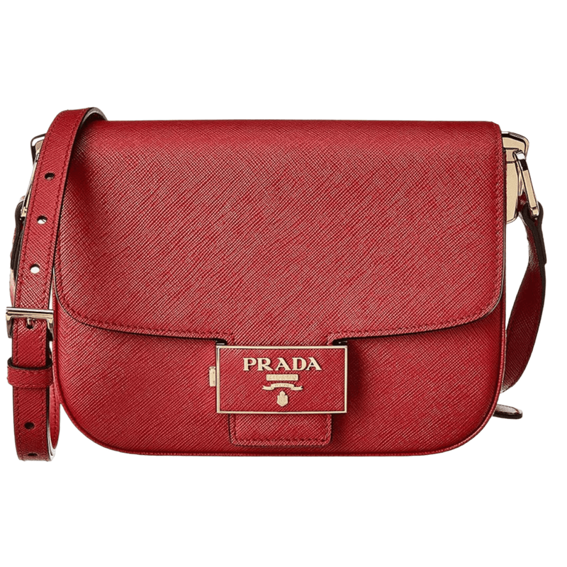 Prada 1BD217 Crossbody Bag Saffiano Leather, Fire Red - Sunset Boutique