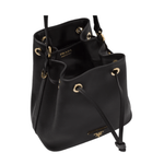 Prada 1BE032 Saffiano Leather Bucket Bag, Black - Sunset Boutique