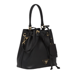 Prada 1BE032 Saffiano Leather Bucket Bag, Black - Sunset Boutique