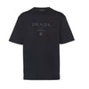 Prada Black Cotton T-Shirt with Embossed Silicone Logo - Sunset Boutique