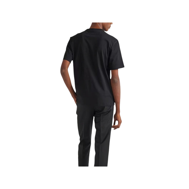 Prada Black Cotton T-Shirt with Embossed Silicone Logo - Sunset Boutique