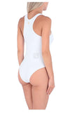 Roberto Cavalli Logo One - Piece Swimsuit, White, Size 4 - Sunset Boutique