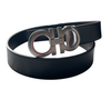 Salvatore Ferragamo Reversible/Adjustable Belt Brushed Silver Buckle - Sunset Boutique