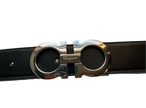 Salvatore Ferragamo Reversible/Adjustable Belt Polished Silver Buckle - Sunset Boutique