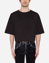 Dolce & Gabbana Mens Black Leather Crown Logo T-shirt