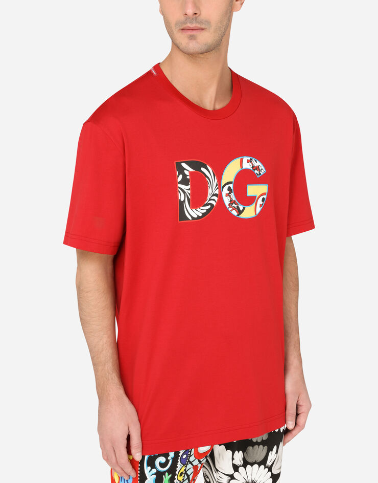 Dolce & Gabbana Mens Red Patch Logo T-shirt