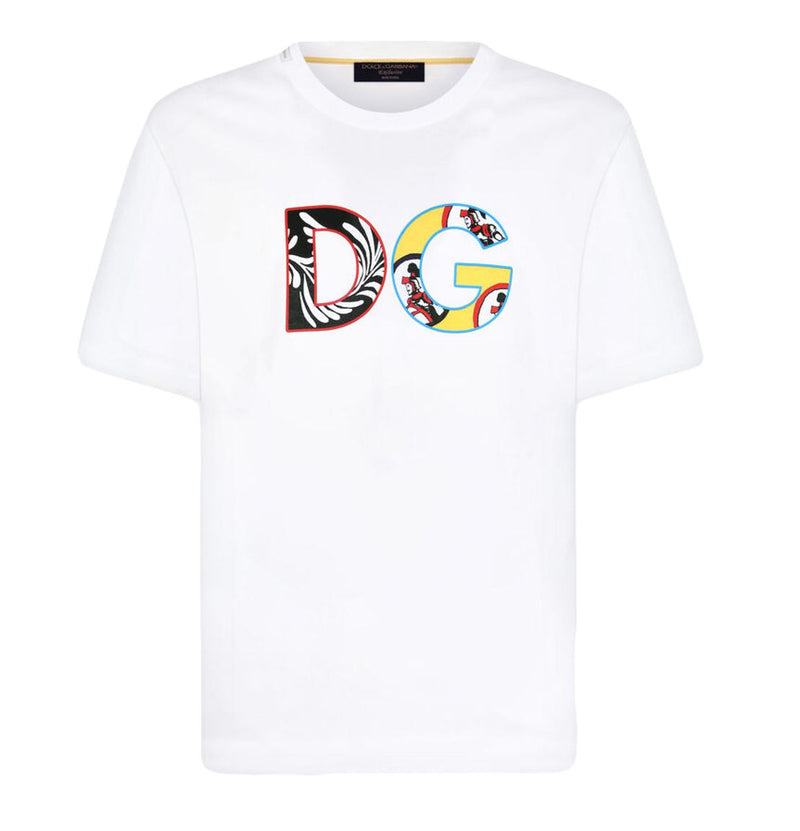 Dolce & Gabbana Mens White Patch Logo T-shirt