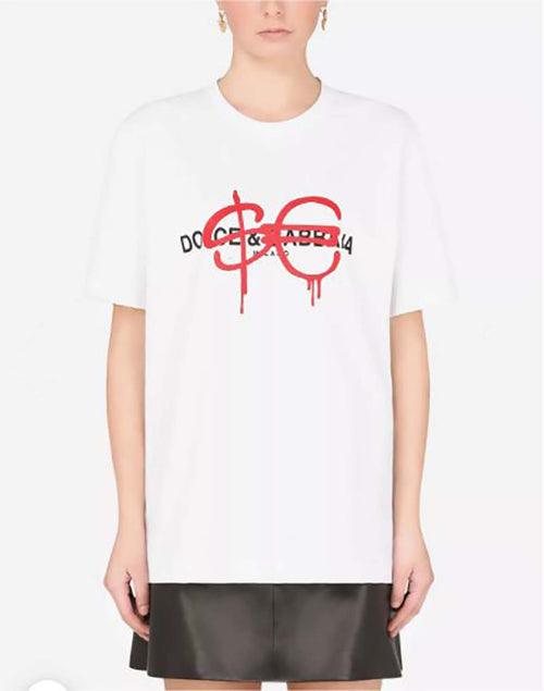 Dolce & Gabbana Unisex White Sfera Ebbasta T-Shirt - Premium T-Shirt from Dolce & Gabbana - Just $325! Shop now at Sunset Boutique