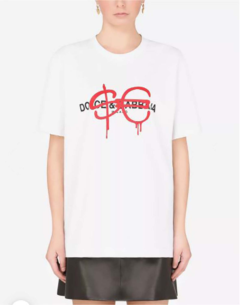 Dolce & Gabbana Dolce & Gabbana Unisex White Sfera Ebbasta T-Shirt 