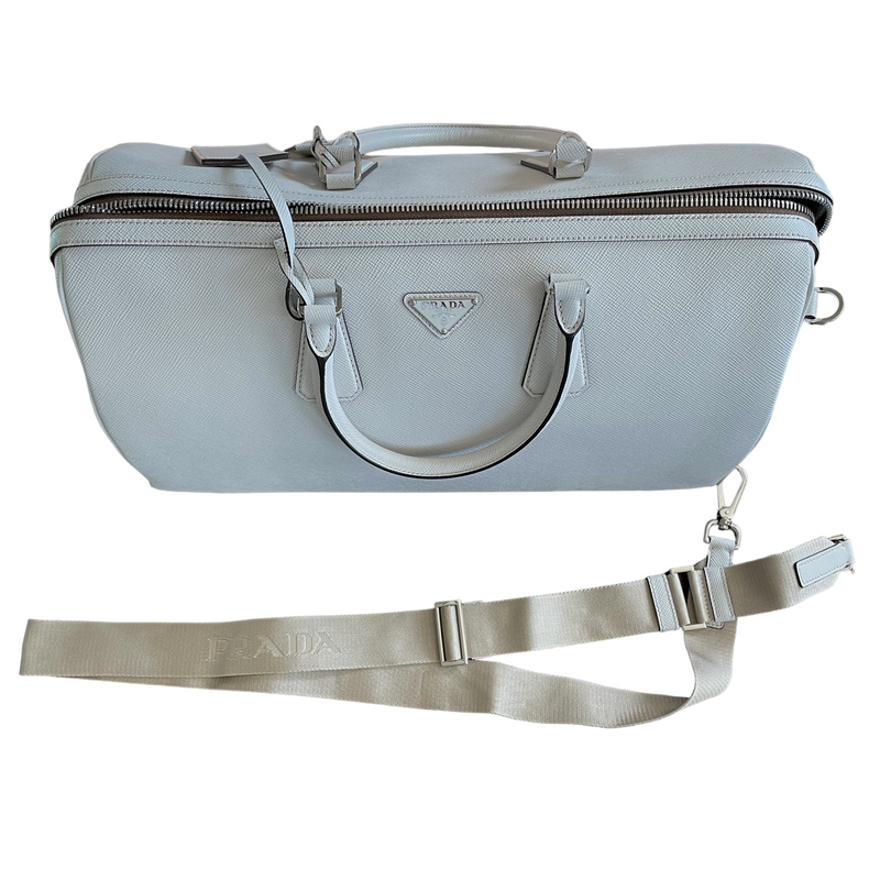 Prada Saffiano Leather Unisex Medium Travel Bag, Ivory