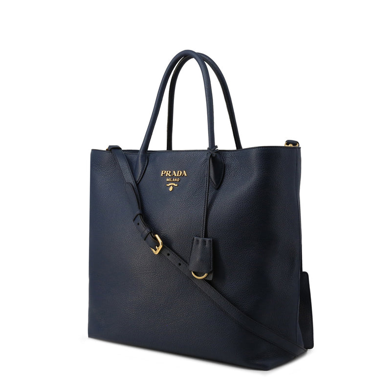 Prada Vitello Daino Shopping/Shoulder bag, Baltico – Sunset Boutique