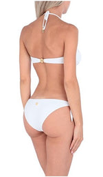 Roberto Cavalli Logo Bikini Set, White, Size 10