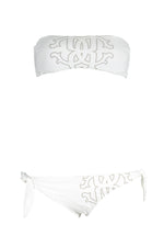 Roberto Cavalli Logo Bikini Set, White, Size 10