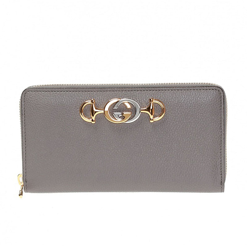 Gucci Zumi Zip Around Gray Long Wallet - Sunset Boutique