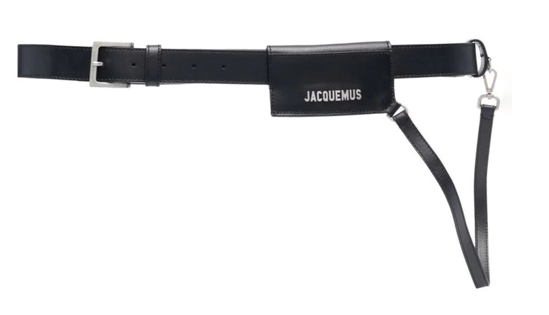 Jacquemus Leather Logo Belt, Black