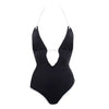 Karl Lagerfeld Plunging One - Piece Swimsuit, Black - Sunset Boutique