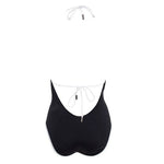 Karl Lagerfeld Plunging One - Piece Swimsuit, Black - Sunset Boutique
