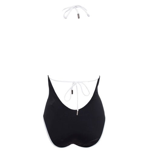 Karl Lagerfeld Plunging One - Piece Swimsuit, Black - Sunset Boutique