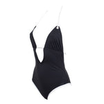 Karl Lagerfeld Plunging One - Piece Swimsuit, Black - Sunset Boutique