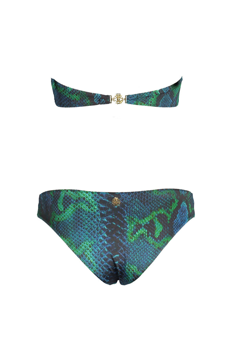 Roberto Cavalli Blue & Greeen Bikini Set, Blue, Size Large - Sunset Boutique